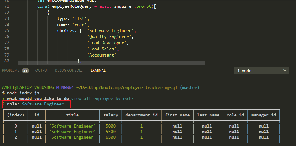 View all employee by role